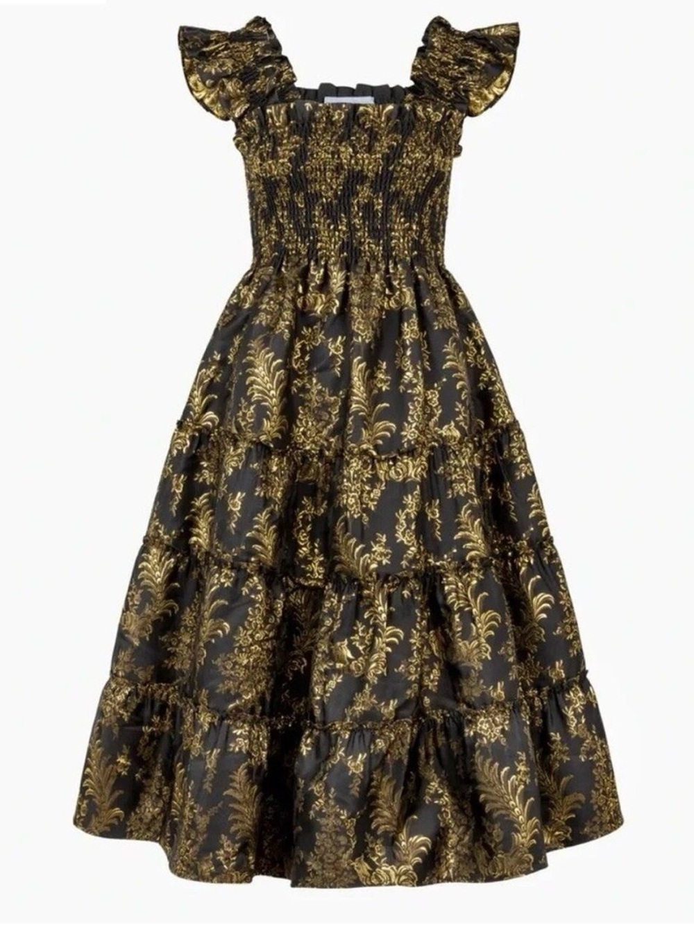 Hill House Black and Gold Brocade Dress Size S